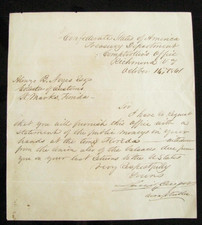 CIVIL WAR CONFEDERATE FLORIDA MONEY LETTER 1861  MAJOR A.B. NOYES picture