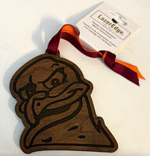 BRAND NEW - LazerEdge VT Hokie Bird Christmas Ornament - Cherry Wood w/ Ribbon picture