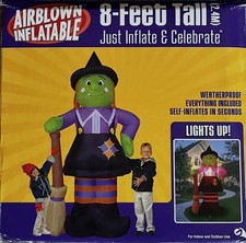 RARE 2004 Airblown Inflatable Gemmy Witch 8 Ft. Tall #21389 COMPLETE w/ Box picture