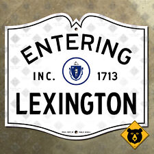 Entering Lexington Massachusetts city limit highway marker road sign 1950 18x16 picture