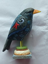 Vintage 2006 Jim Shore Heartwood Creek Quilted Blue Crow 4” Tall picture