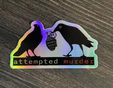 “Attempted Murder” Crow Attempt Flock Holo Vinyl Sticker by Diamondback Designs picture