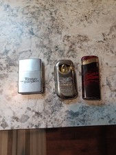 Lot Of 3 Vtg Refillable Lighters Zippo Advertising ,fieree Tiger Windproof & ?? picture