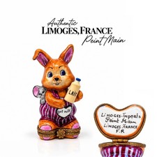 Limoges Peint Main France Got Milk Bunny Mouse Trinket Box Collectible picture