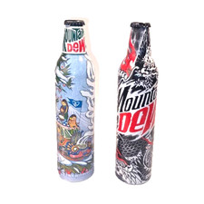 2 Greenlabelart.com 16 oz Mountain Dew Aluminum Unopened Green and Black picture