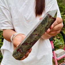 1.4LB  Natural dragon blood stone Column Quartz Crtal Obelisk Energy Healing picture