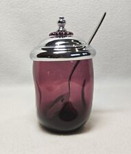 Farber & Shlevin ~ Diana ~ Amethyst / Purple Glass Sugar Bowl w/ Lid & Spoon picture