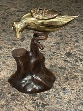 Vintage Bird Form Metal Incense Burner Removable Wing Lid Rocky Perch Censer picture