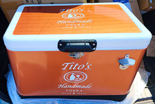 Tito's Handmade Vodka Orange Hard Cooler Ice Chest w/ Bottle Opener, White Lid picture