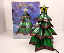 Elements Tiffany Style Stained Glass Christmas Tree Light Lamp w/ Box WORKS picture