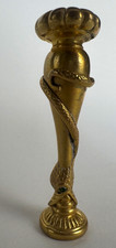 Antique Mythological Desk Wax Seal Gilt Brass Green Stone Eyes PK picture