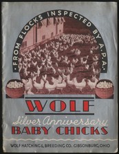 Wolf Hatching & Breeding Silver Anniversary Baby Chicks Catalog 1934 picture