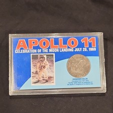 APOLLO 11 CELEBRATION OF THE MOON LANDING JULY 20, 1969, IKE DOLLAR & STAMP picture