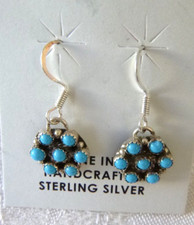 NWT  Navajo Chester Charley Turquoise Rosette Earrings 1