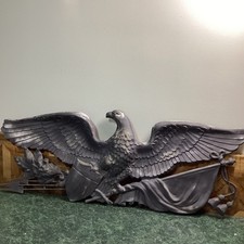 Vintage Eagle & Shield Plaque Crest Insignia Plastic Outdoor  45 in wide x 18” t picture