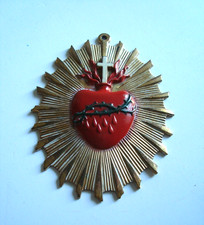 Vintage Sacred Heart of Jesus ~ Metal Casket Plaque Christian Funeral picture