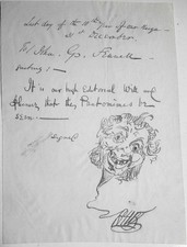 Charles Dickens Illustrator George Cruikshank Signed Letter Original Self Sketch picture