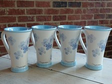 Lovely SET of 4 MARJOLEIN BASTIN Tall COFFEE MUG Mugs Cups PANSY & BUTTERFLY picture