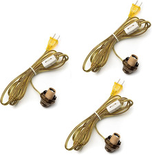 Group of 3 Antique Brass Electric Wiring Lamp Kits for Crafting and Lamp Making picture