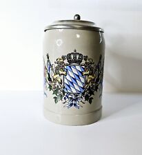 Bavarian Crest Beer Stein, Global Art, West Germany 0.5L Porcelain, Lid picture