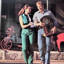 1993 Justin Boot Co.  Vintage Print Ad Couple Antique Shopping picture