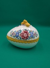 Hand Made Egg Shaped Container With Two Chicks. Czechoslovakian. Modra. Signed. picture