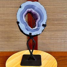 3.74LB   Natural Amethyst Cave Crystal Slice Crescent shaped Hand Cut Repai picture