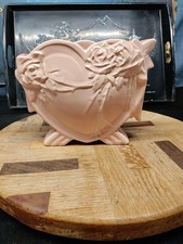 Vintage 1940's Nelson McCoy Pottery Pink Heart With Rose Vase picture
