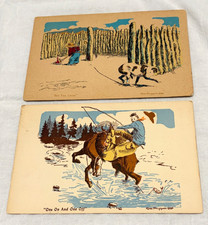 VTG George Phippen Giant Western Art Postcards 2pc One On One Off See You Later picture