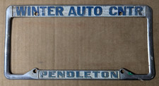 VTG Metal Winter Auto CNTR Pendleton OR Embossed Dealership License Plate Frame picture