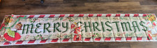 HUGE Vintage Looking Christmas Banner 9.5' x 2' EUC Cloth/Vinyl, Gromets, Party picture