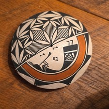 Y. Seymour Signed Acoma Native American Pottery Seed Pot Geometric picture