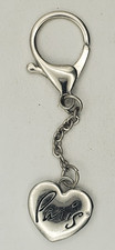 Love Paris France Silver Tone Heart Metal Souvenir Dangler with Claw picture