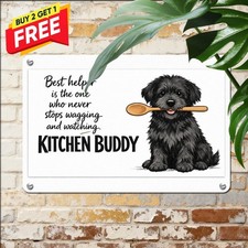 Cute Doodle Dog Tin Metal Sign Hungry Puppy Print Pet Wall Decor Plaque picture
