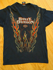 RARE Harley-Davidson Gainesville FL Black FLAME Graphic T-Shirt, Size M picture