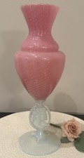 **Rare** Lg Pink Empoli Stelvia Opaline 14.5” Vase With Double Optic Cameo EUC picture