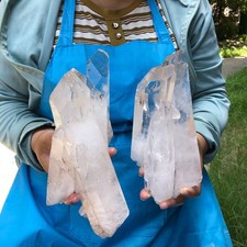 2pcs 6.55LB Natural White Quartz Crystal Cluster Rough Specimen Healing picture