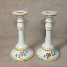 Floral Candle Holders Nora Fenton Made In Italy Set Of 2 Hand Painted Numbered picture
