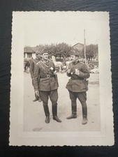 Vintage WWII Photo Bulgarian Soldiers Officers Uniform Village  picture