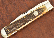 RARE QUEEN CUTLERY GENUINE STAG SWING GUARD LOCKBACK CHEETAH KNIFE 1/150 (36174) picture