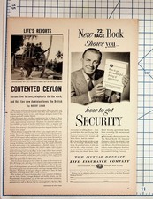 1950s LIFE Magazine Page Ceylon Elephants Mutual Benefit Life Insurance Ad picture