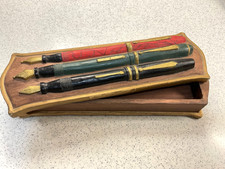 Vintage Resin Desk Set Pen Tray 9” Box Carved Faux Fountain Pens Decor MCM Style picture