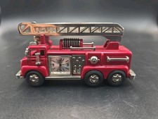 Vintage Timex Fire Truck Desk Clock Diecast Ladder Truck 4.5” Red NEEDS BATTERY picture