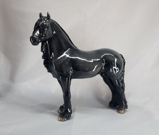 Cheval Ceramics Porcelain Fresian Black Draft Horse Shaded Model Gorgeous Glossy picture
