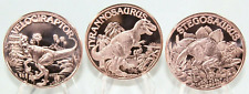 Copper Coins * 1oz. Ea. * 3pc. Dinosaur Set * Stegosaurus * T-Rex * Velociraptor picture