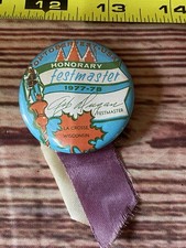 Vtg 1977-78 Oktoberfest button Pin w/ribbon Collectible Honorary Festmaster WI picture