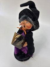Annalee 2017 Old Hag Witch Halloween Doll Spell Book Spider 9” Poseable Decor picture