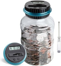 Vcertcpl Digital Coin Counting Piggy Bank, 1.8L Blue with LCD Counter picture