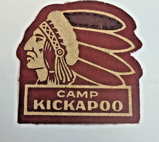 VTG CAMP KICKAPOO Boy Scout Indian Head Red FELT PATCH Uniform Badge 1940s picture