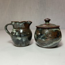 Vintage Sugar & Creamer Abuja School Earthenware ,Nigeria,Africa 20th c picture